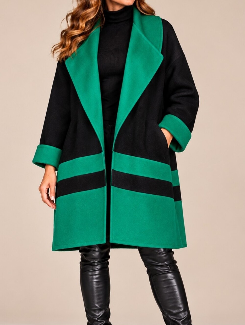 Ralph Lauren Collection Wool Cashmere Blanket Coat In Green Black Rare Oversized